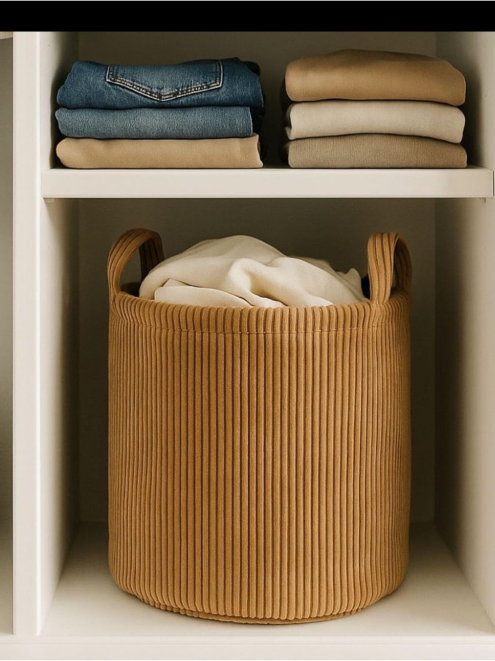 NWT Woven Ribbed Storage Basket - Tan - Picture 2 of 4